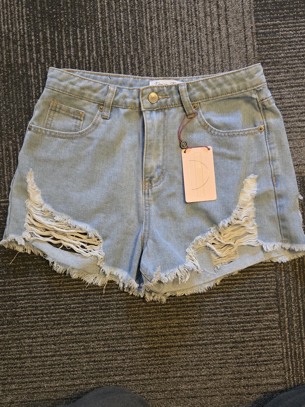 High-Rise Light Blue Distressed Denim Shorts for Women